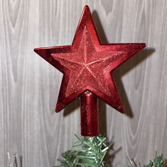 Miniature 24” Christmas Tree Incl. 14 Ornaments Skirt And Red Star Topper - Picture 2 of 10